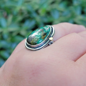 Hubei Turquoise Freeform Ring in Sterling Silver Size 11.5