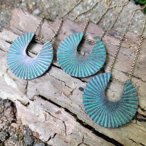 Helios Verdigris Patina Copper Necklace