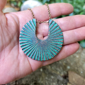 Helios Verdigris Patina Copper Necklace