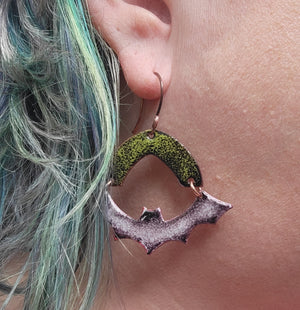 It's BATS - Enameled Copper Halloween Earrings