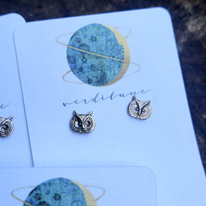 Owl Face Post Earrings