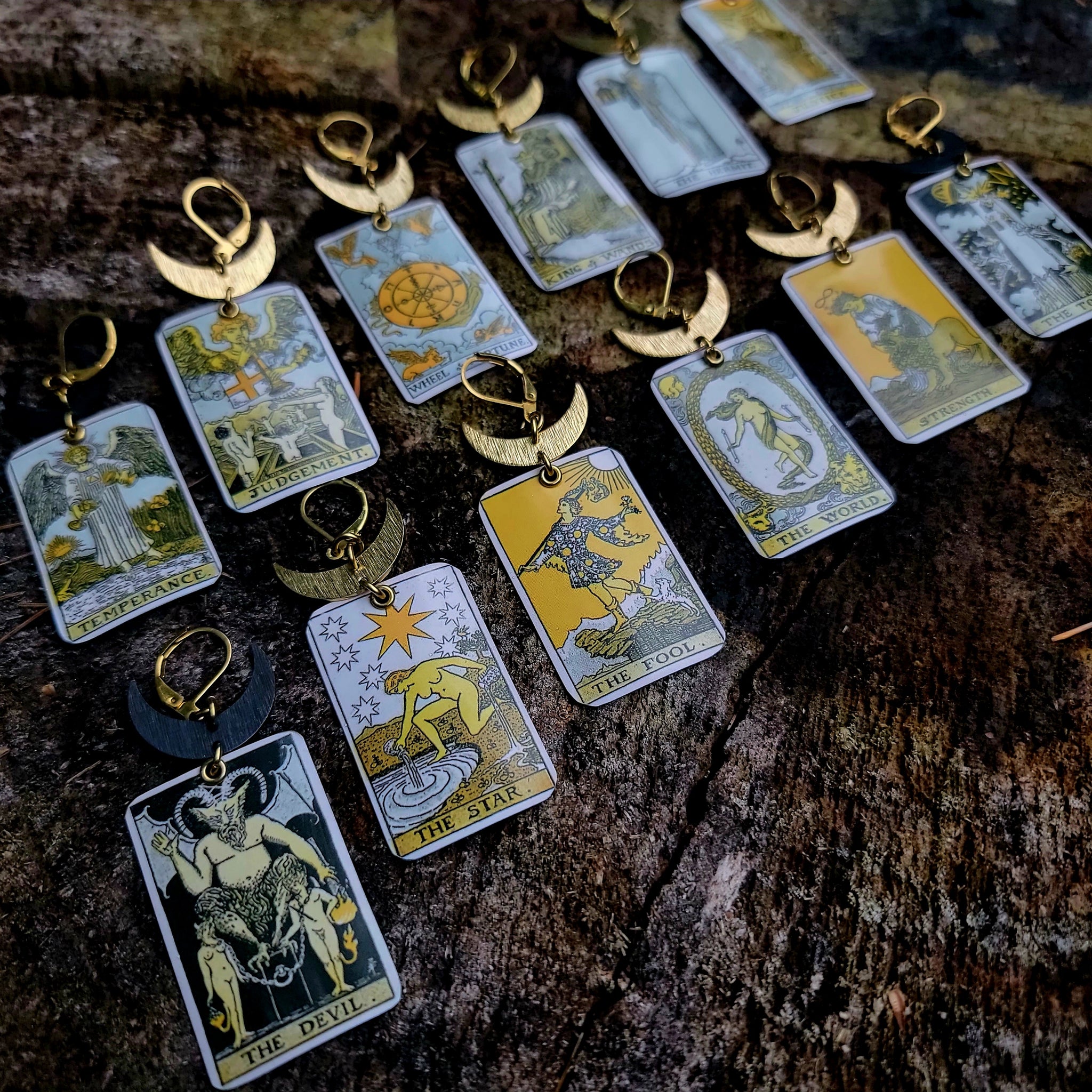 The Tarot Collection - Repurposed Tin Earrings with Pendant Option