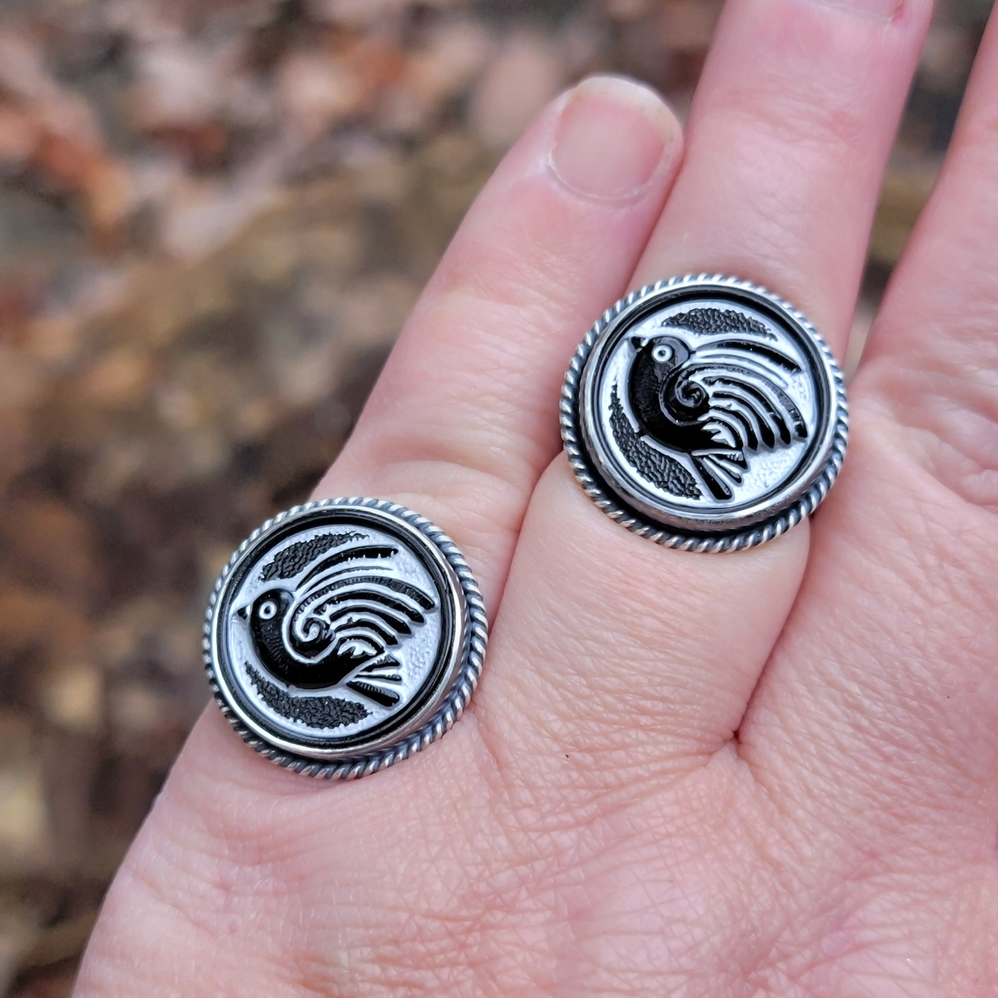 Gothic Gravestone Bird Ring in Sterling Silver