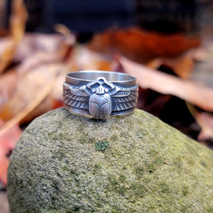 Egyptian Scarab Ring in Fine & Sterling Silver