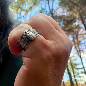 Egyptian Scarab Ring in Fine & Sterling Silver