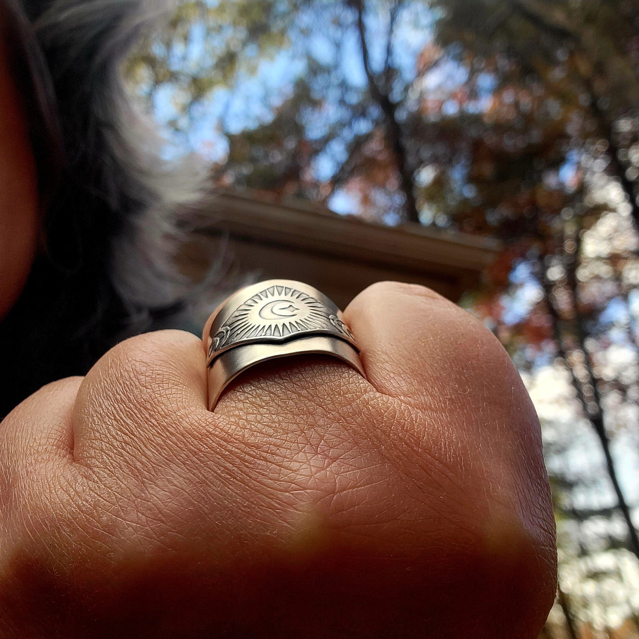 Celestial Adjustable Unisex Cuff Ring in Sterling Silver