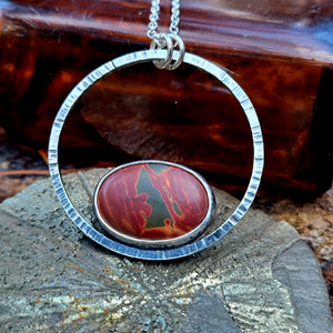 Nestled Pendant with Red Jasper in Sterling Silver