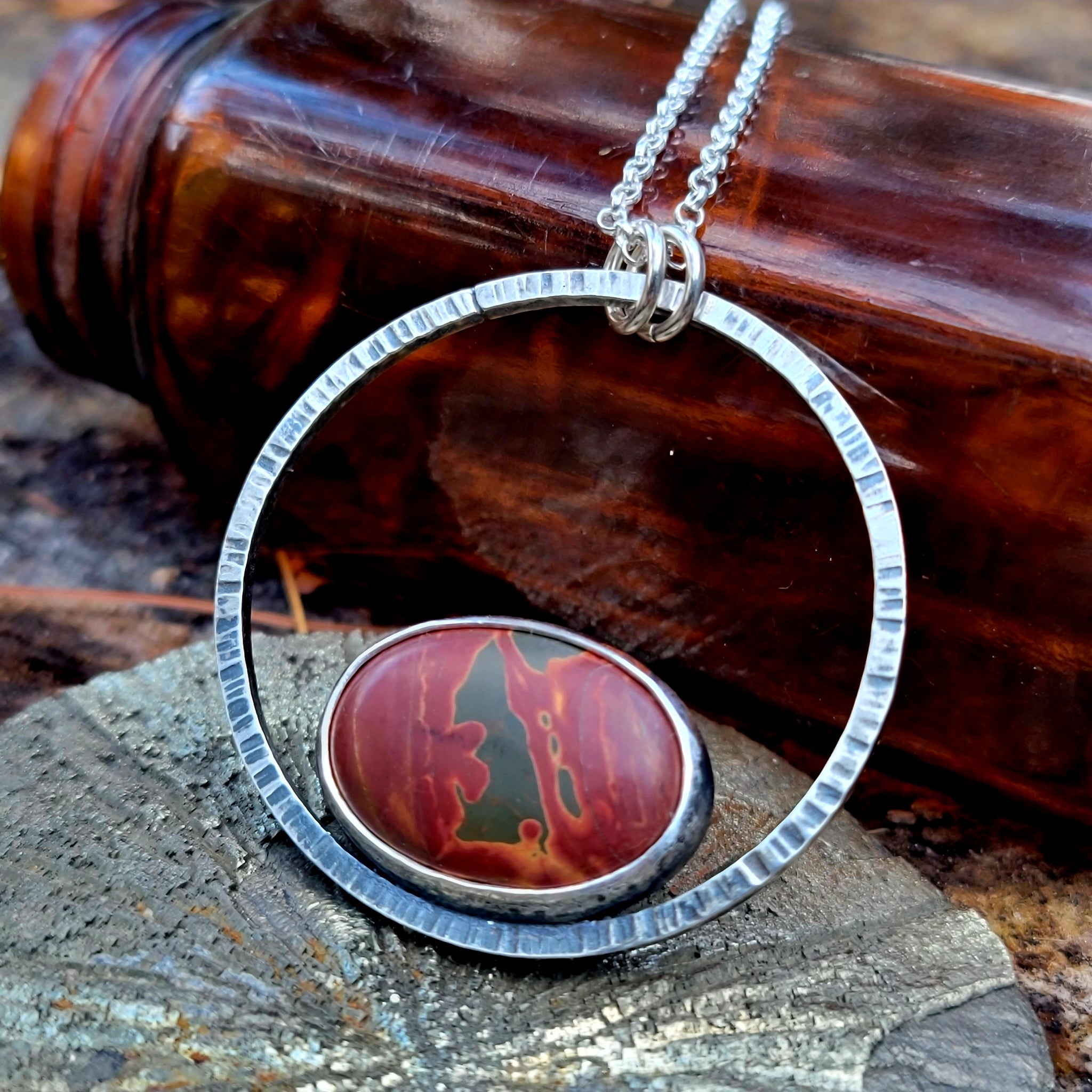 Nestled Pendant with Red Jasper in Sterling Silver