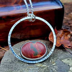 Nestled Pendant with Red Jasper in Sterling Silver