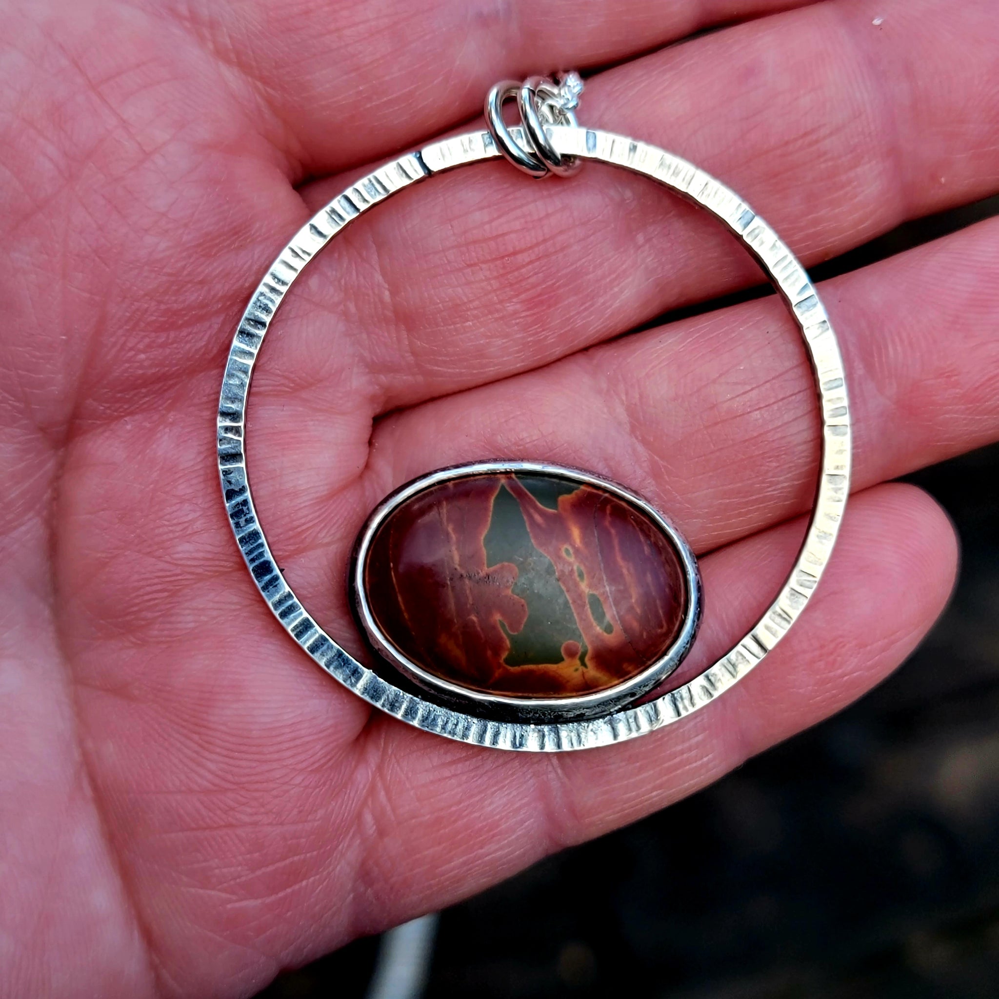 Nestled Pendant with Red Jasper in Sterling Silver