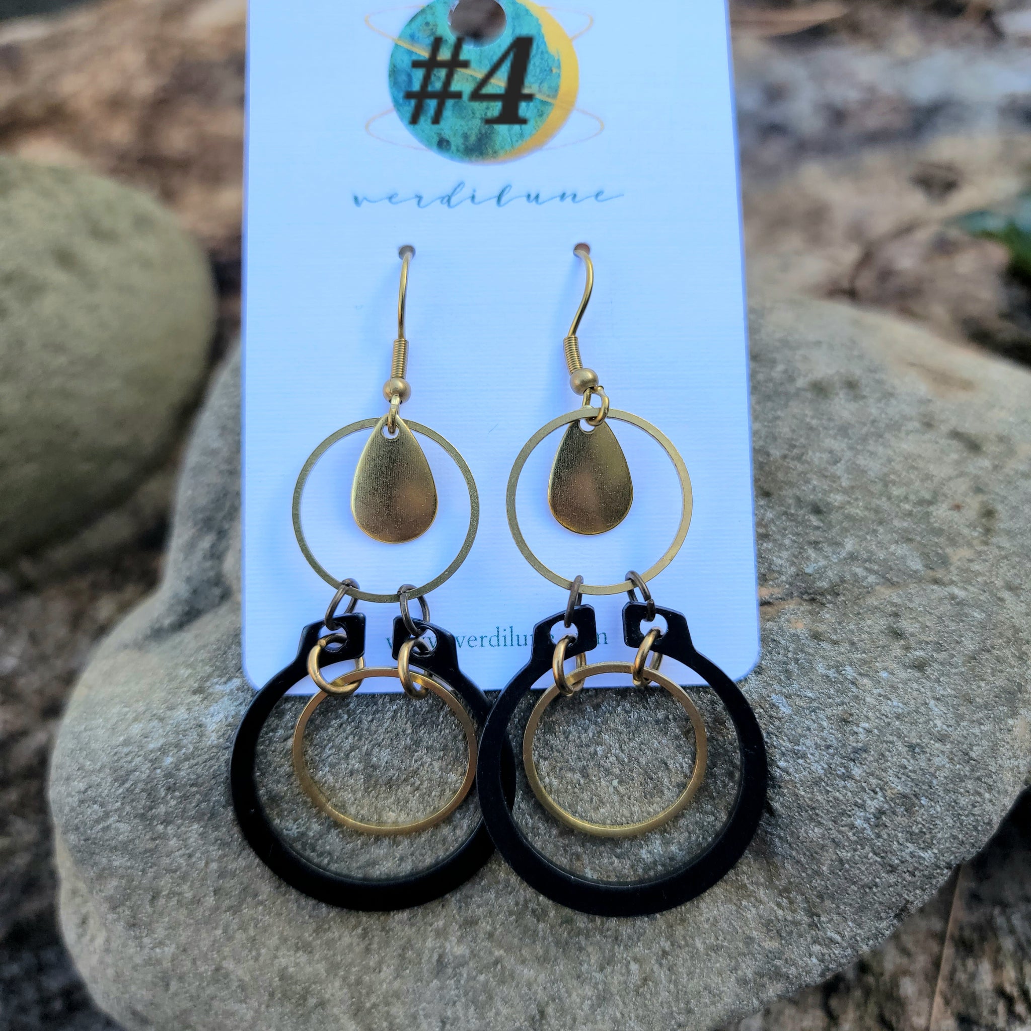 Geometry in Black & Gold Earrings