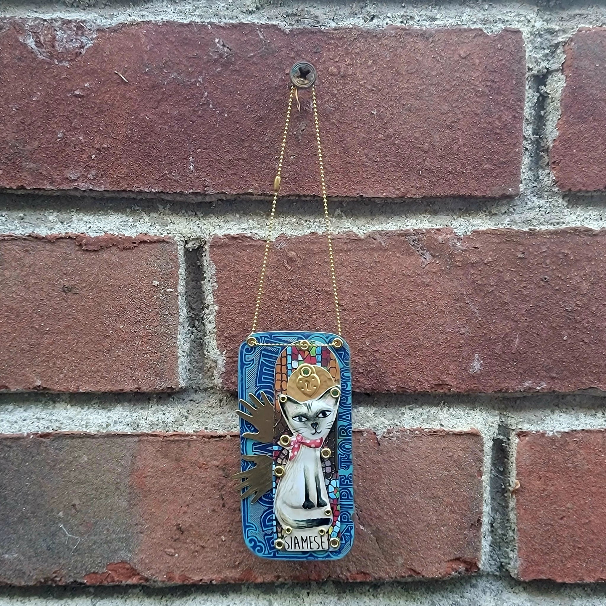 Fancy Cats - Tin Assemblage Brooch/Ornament/Earrings