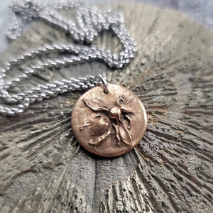 Antiqued Cast Bronze Bee Pendant