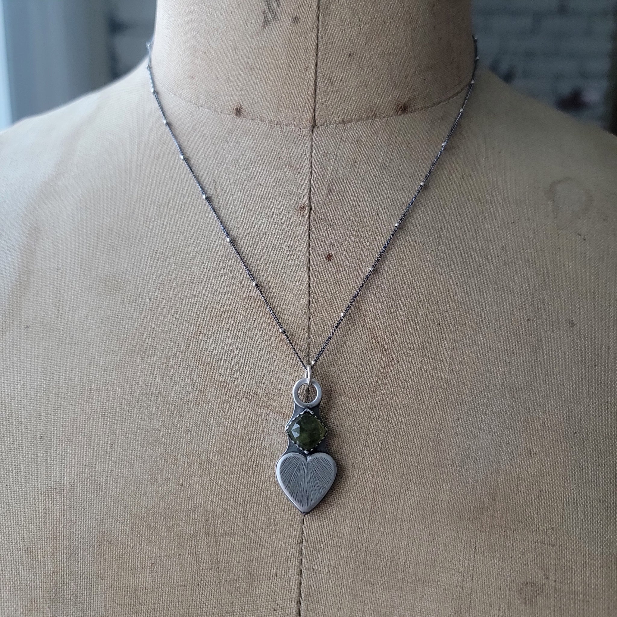 Heart Pendant with Vesuvianite in Sterling Silver