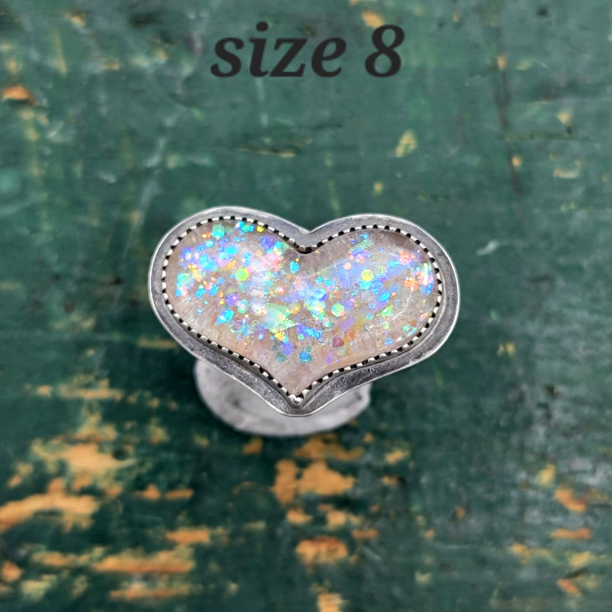 Fairy Glitter Heart Pink Rings in Sterling Silver