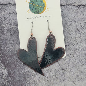 Salvaged Copper Heart Earrings