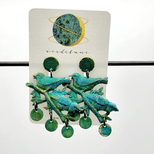 Songbird Statement Verdigris Patina Earrings