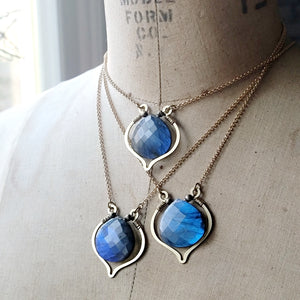 Wire-Wrapped Labradorite Briolette Pendant