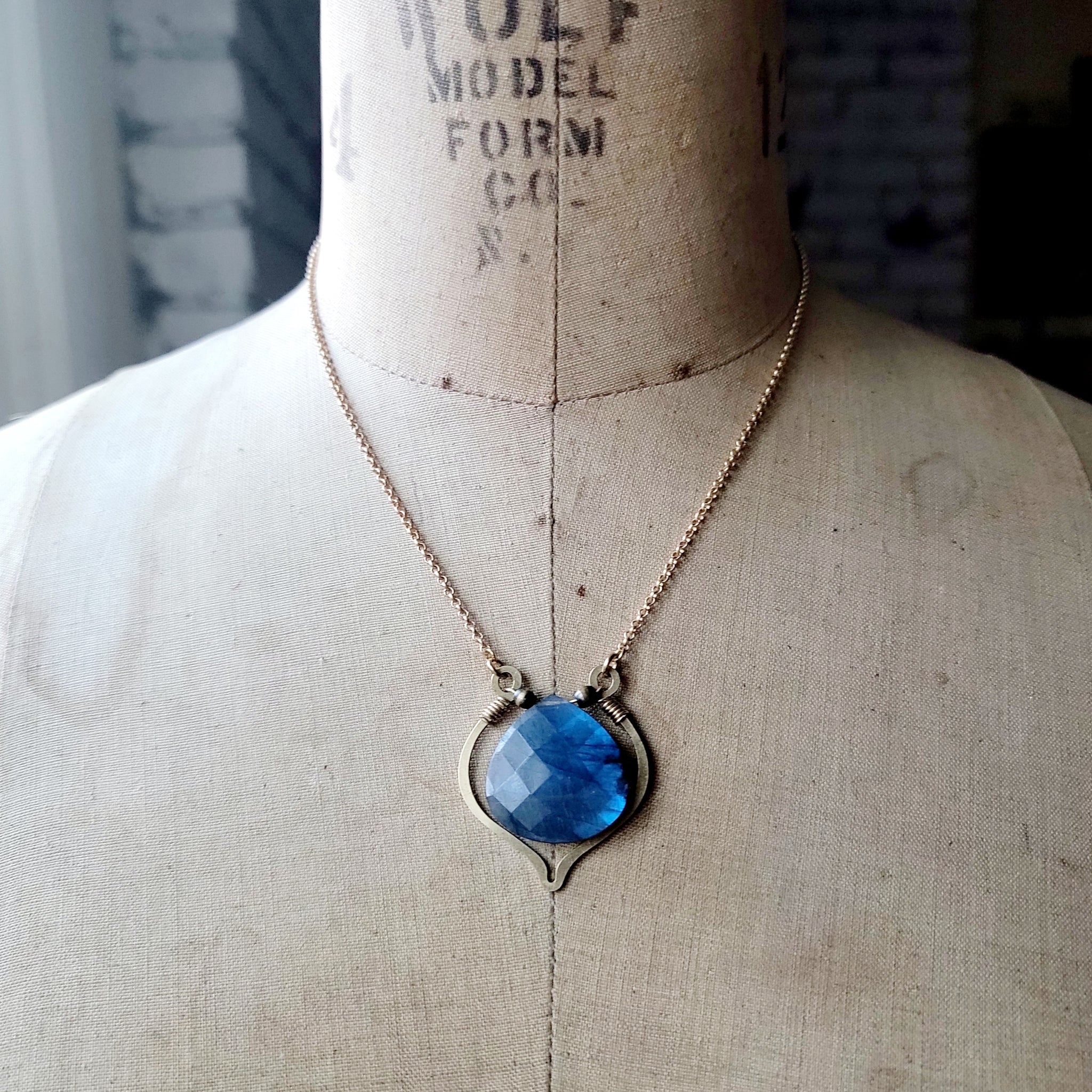 Wire-Wrapped Labradorite Briolette Pendant