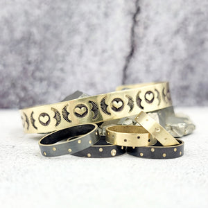 Hearts Handstamped Brass Cuff Bracelet