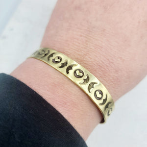 Hearts Handstamped Brass Cuff Bracelet