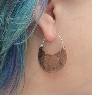 Hammered Copper Crescent Earrings in 4 Sizes