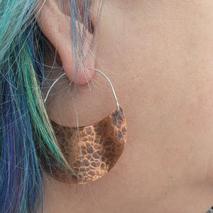 Hammered Copper Crescent Earrings in 4 Sizes