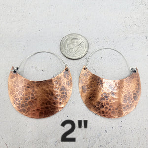 Hammered Copper Crescent Earrings in 4 Sizes