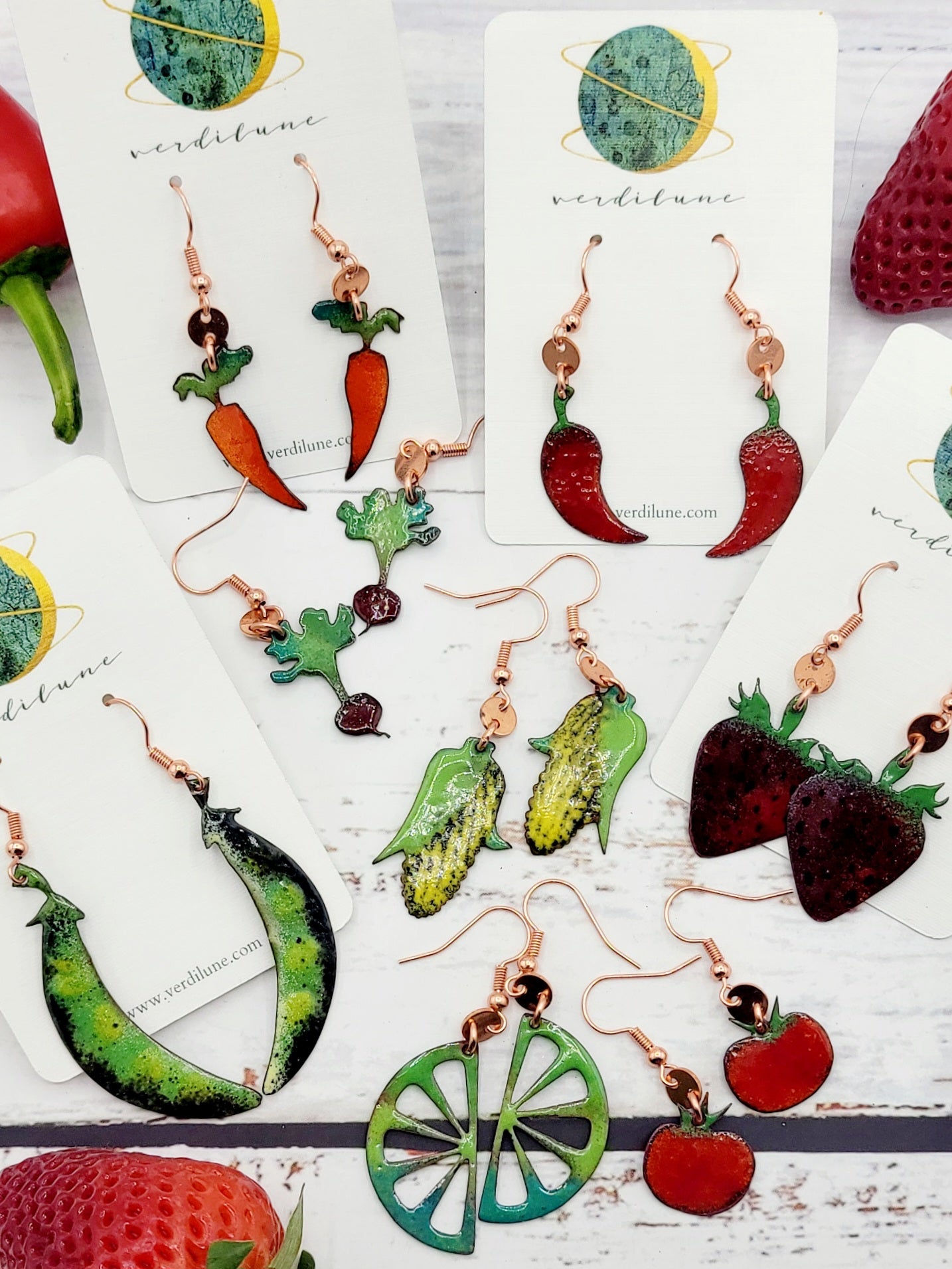 Farmer's Market Collection - Enameled Copper Earrings