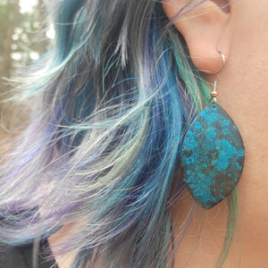 Ocean Blue Patina Copper Earrings