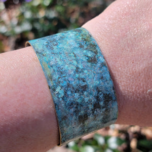 Distressed Verdigris Patina Wide Copper Cuff Bracelets