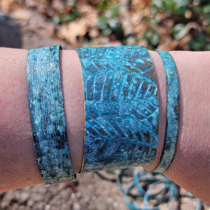 Distressed Verdigris Patina Wide Copper Cuff Bracelets