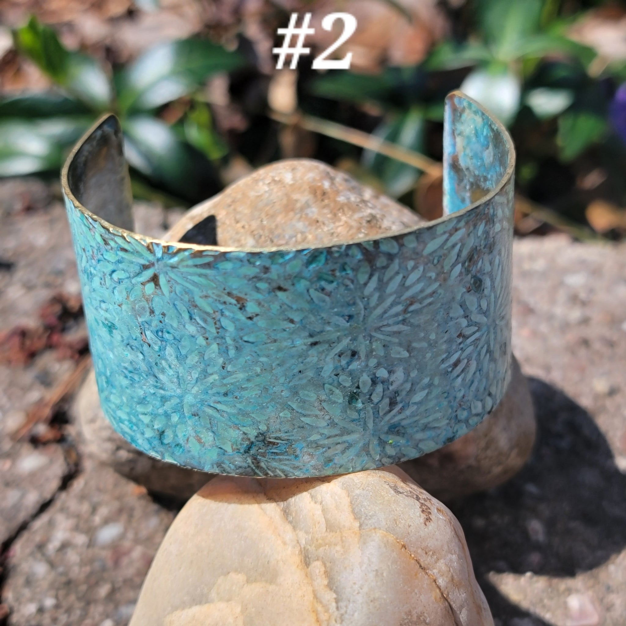 Distressed Verdigris Patina Wide Copper Cuff Bracelets