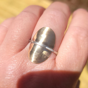 Armor Ring in Hammered Brass & Sterling Silver