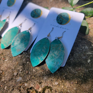 Turquoise Blue Patina Copper Earrings