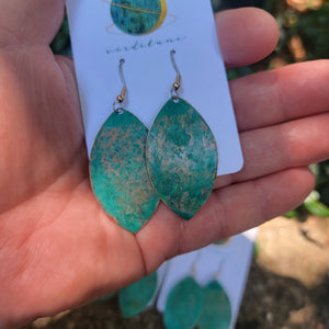 Turquoise Blue Patina Copper Earrings