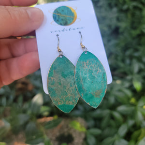 Turquoise Blue Patina Copper Earrings