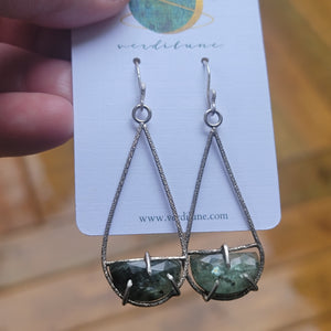 Framework Green Kyanite Earrings in Sterling Silver