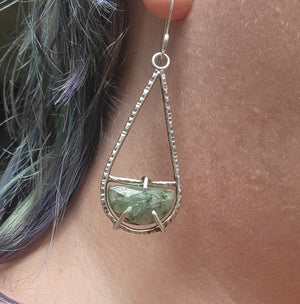 Framework Green Kyanite Earrings in Sterling Silver