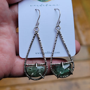 Framework Green Kyanite Earrings in Sterling Silver