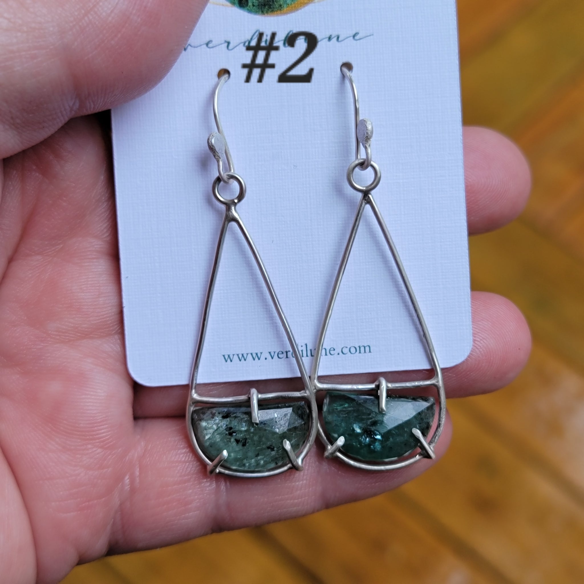 Framework Green Kyanite Earrings in Sterling Silver