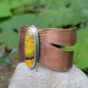 Dragonfly Wing Cuff with Bumblebee Jasper in Copper