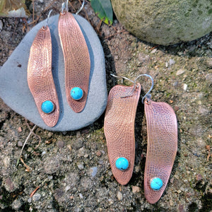 Copper Dragonfly Wing Earrings with Turquoise