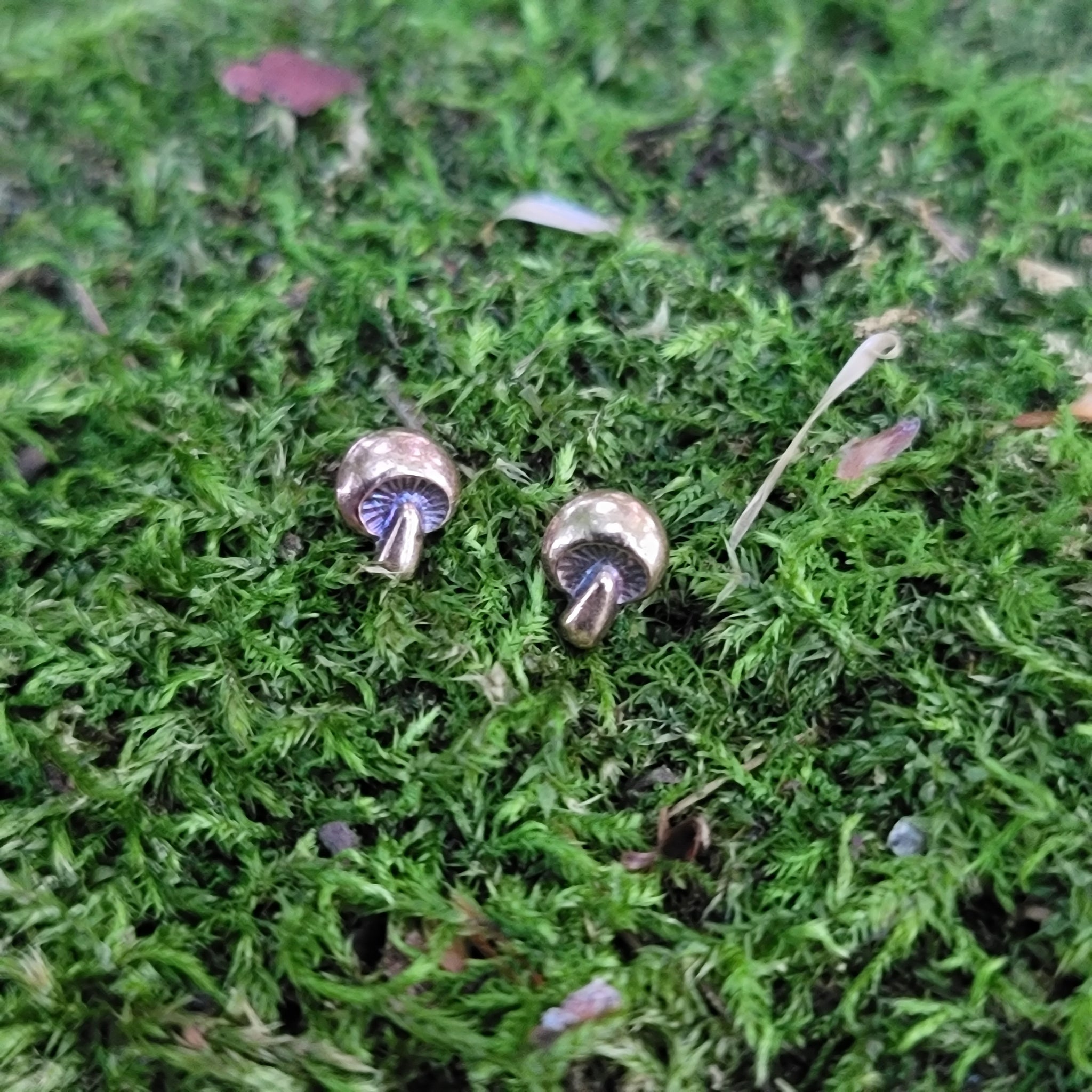 Mushroom Posts in Copper, Toadstool - Stud Earrings