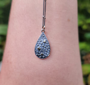 Celestial Drop Pendant in Sterling Silver Silver with Bronze