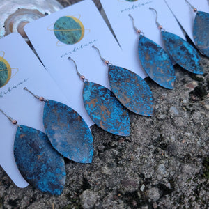 Ocean Blue Patina Copper Earrings