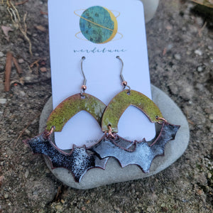 It's BATS - Enameled Copper Halloween Earrings