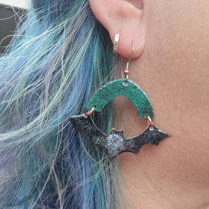 It's BATS - Enameled Copper Halloween Earrings