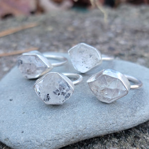 Herkimer Diamond Chunky Rings in Sterling Silver