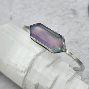 Magical Aura Opal Hexagon Doublet Cuff Bracelets in Sterling Silver